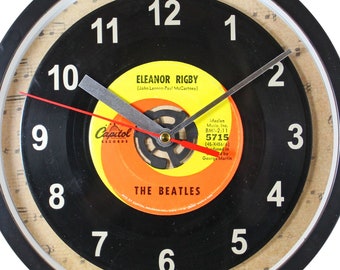 The Beatles "Eleanor Rigby" 45rpm Recycled Vinyl Record Wall Clock One Of A Kind