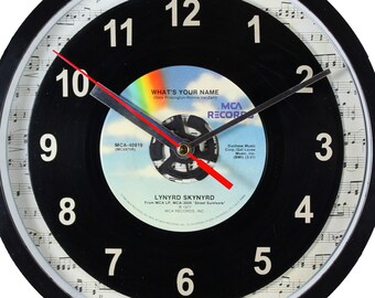 Lynyrd Skynyrd "What's Your Name" Record Clock 45rpm Recycled Vinyl Record Wall Clock One Of A Kind