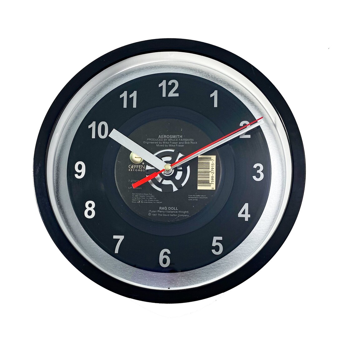 Aerosmith rag Doll Record Clock 45rpm Recycled Vinyl Wall Clock One of ...