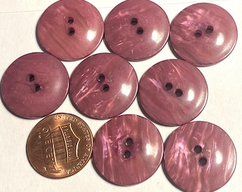 Juego de 8 botones de plástico vintage iridiscentes malva y rosa de 2 agujeros, 20 mm (13/16") 6117