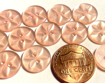 Set of 12 Vintage Carved Pearlized Muted Pale Pink 2-hole Sew-through Plastic Buttons 13mm 1/2" 13016