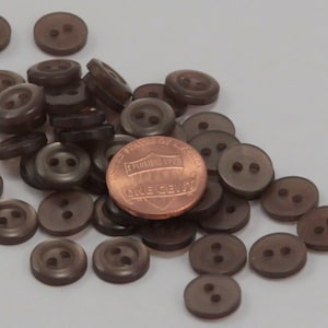 Lot of 12 Small Pearlized Greyish Brown Plastic Shirt Buttons Sew-through 7/16&quot; 11mm # 6485