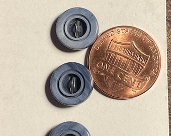 Set of 3 Vintage NOS Dark Muted Blue Plastic Buttons 7/16" 11mm 17421