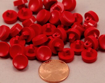 Lote de 24 botones pequeños de plástico rojo grueso de 9,5 mm (3/8") (n.° 6350)