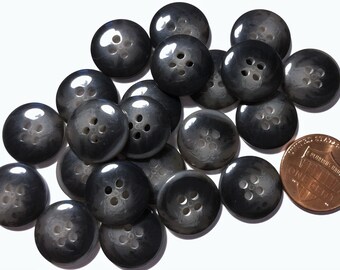 24 Glossy Domed Top Charcoal Gray 4-hole Sew-through Plastic Buttons 15mm Just Over 9/16" # 3693