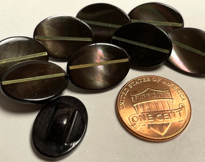 Oblong Computer Button 9 Pc Only! Vintage Oval Iridescent Mother of Pearl MOP Natural Shell ...