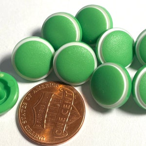 Set of 9 Vintage Green & White Plastic Shanks Buttons 13mm 1/2" 14749