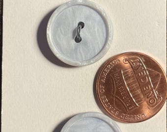 Set of 2 Vintage NOS VERY Pale Blue Plastic Buttons 11/16" 18mm 17413