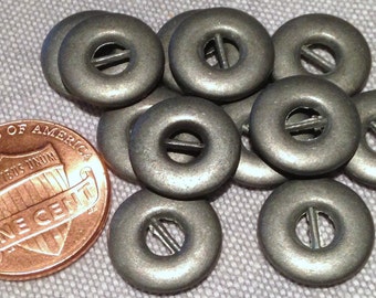 12 Matte Grey Tone Metal Sew-through 2-sided Buttons 1/2" 12.4mm # 7629