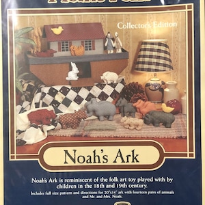 Noah's Ark Folk Art Toy by Donna Gallagher Creative Needlearts, Inc.  Collector's Edition 1987 Ark 14 Pairs of Animals Mr. & Mrs. Noah Bible