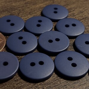 Set of 12 Slightly Domed Top Matte Dark Blue Sew-through 2-hole Plastic ...