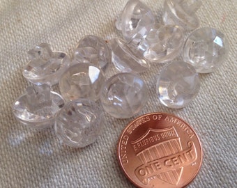 Lot of 12 Domed Faceted Clear Plastic Buttons 7/16" 11.5mm # 7099