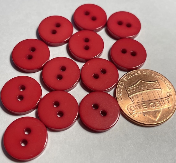 Lot De 6 Boutons Vintage Rouge Et Noir Effet Corne - 2,2 Cm De Diamètre - Occasion