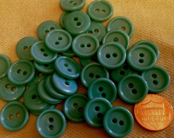 Lot of 24 Blue Plastic Buttons Sew-through 5/8" 15.5mm # 7116