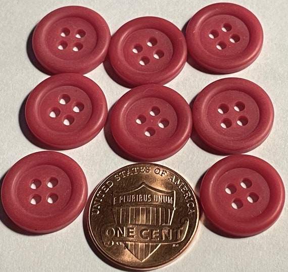 Lot De 8 Boutons Vintage 27mm - Rouge Transparent - Occasion