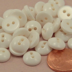 24 Cream Shiny Domed Small Sew-though Plastic Buttons 7/16&quot; 11MM # 6369