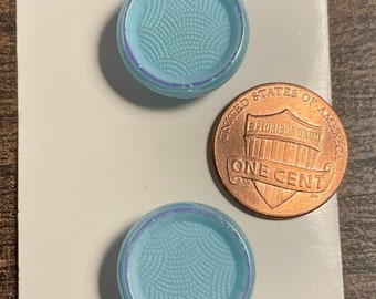 Set of 2 Vintage Beautiful Schwanda Pale Blue AB Luster on Rim Shank Buttons (ONE CARD) 18mm Just Over 11/16" West Germany 14361