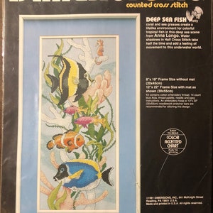 Deep Sea Fish by Anna Longo for Dimensions, Inc. Counted Cross Stitch KIT Ocean Coral Tropical Fish Underwater Life
