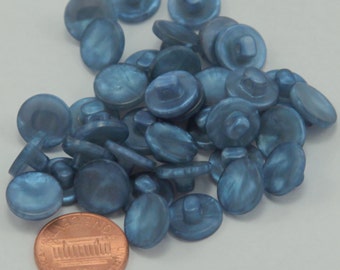 Lot of 24 Small Pearlized Dusty Blue Plastic Shank Buttons 7/16" 11mm # 6518