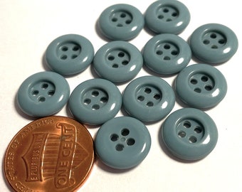 Juego de 12 botones de plástico azul verdoso con borde brillante, 4 agujeros, para coser, de 12 mm (aproximadamente 1/2"), 13918