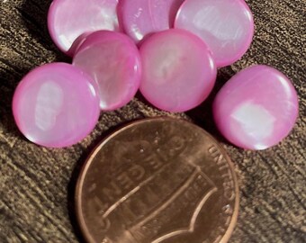 Lot of 7 Vintage Pink Mother of Pearl MOP Shank Buttons 10.5mm Just Over 3/8" 17559