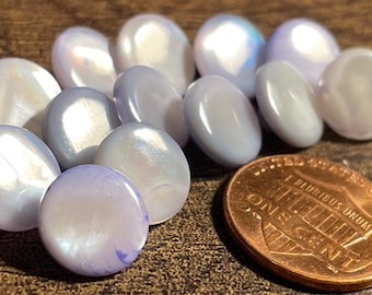 Lot of 13 Vintage Pale Blue Mother of Pearl MOP Shank Buttons 10mm 3/8" 17566