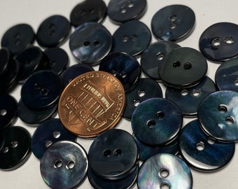 8 Pcs Only! 8 Dyed Dark Navy Blue Abalone MOP Mother of Pearl Shell Sew-through Buttons 13mm 1/2" 13561