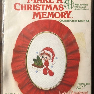 Pulling A Sled Counted Cross Stitch KIT Holidays Christmas Gifts By Hugs &#39;n Stitches