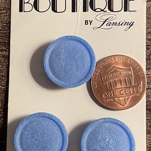 Set of 3 Vintage Blue Plastic Shank Buttons 17.5mm 11/16&quot; 14093