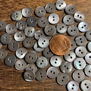 Set Of 8 Small Gray Mother of Pearl Shell 2-hole Buttons 10mm 3/8" 17540