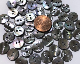 8 PCS ONLY!! Set of 8 Beautiful Dark Iridescent Abalone Natural Shell 2-hole Sew-through Buttons 11mm 7/16" 11337