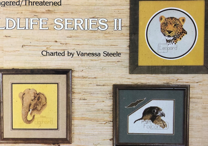 Endangered Threatened Wildlife Series II Counted Cross Stitch PATTERN ONLY Vanessa Steele Nature Animals Elephant Fox Falcon Ferret Leopard