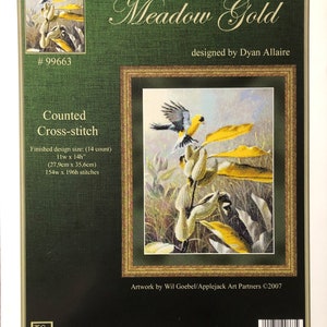 Meadow Gold Design for Counted Cross Stitch by Dyan Allaire for Kustom Krafts, Inc. PATTERN ONLY Floral Animal Bird