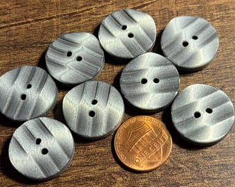 Set of 8 Carved Variegated Gray Plastic 2-hole Buttons 20mm 13/6" 17861