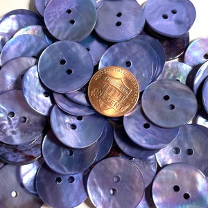 8 Pcs Only! Set of 8 Beautiful Slightly Curved Dyed Purplish Blue Iridescent 2-hole Sew-through Agoya Shell Buttons 20.5mm 13/16" 12677