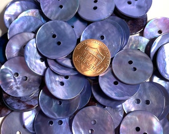 8 Pcs Only! Set of 8 Beautiful Slightly Curved Dyed Purplish Blue Iridescent 2-hole Sew-through Agoya Shell Buttons 20.5mm 13/16" 12677
