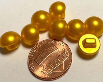 Lot of 8 Small Domed Pearl Pearly Finish Yellow Shank Plastic Buttons 3/8" 10mm 13775