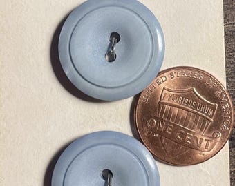 Set of 2 Vintage NOS Dusty Blue Plastic Buttons 13/16" 20mm 17416