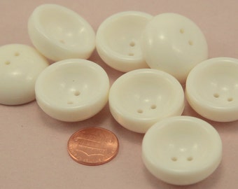 Lot of 8 Cream Plastic Concave Retro Buttons 1 1/8" 28mm (#6340)
