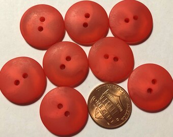 8 Matte Red Plastic Sew-through Buttons 2-hole 13/16" 20mm # 5845