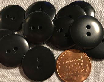 12 Shiny Black Plastic Buttons Domed Top Sew-through 3/4" 19mm # 8253