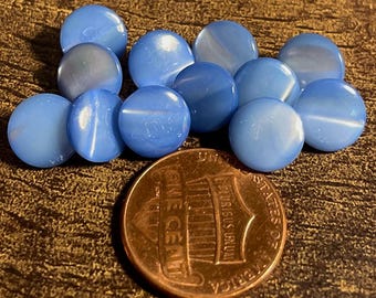 Lot of 12 Vintage Blue Mother of Pearl MOP Shank Buttons 9mm 3/8" 17567