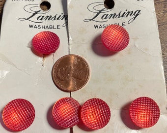 Set of 6 Vintage Red Shank Plastic Buttons 14mm Almost 9/16" Lansing Brand 14056