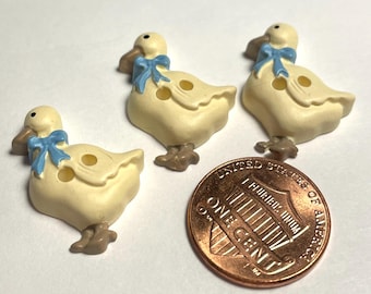 Set of 3 JHB Vintage Resin Pale Yellow Blue Mother Goose? Bird Animal Kids Children Novelty 2-hole Sew-through Buttons 24mm 15/16" 15015