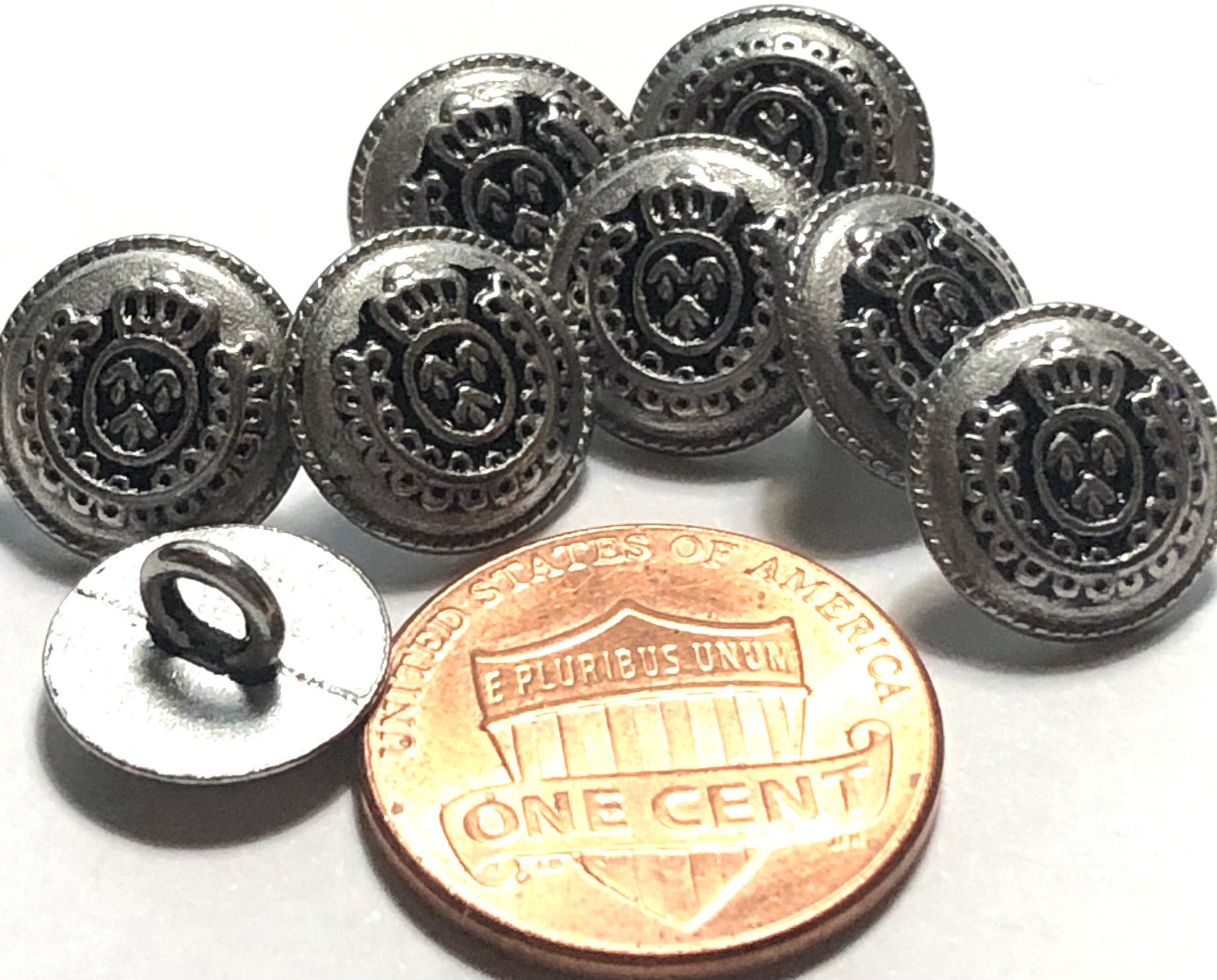 6, 10mm 16L Tiny Matt Silver Metal Shirt Buttons, Silver Shank