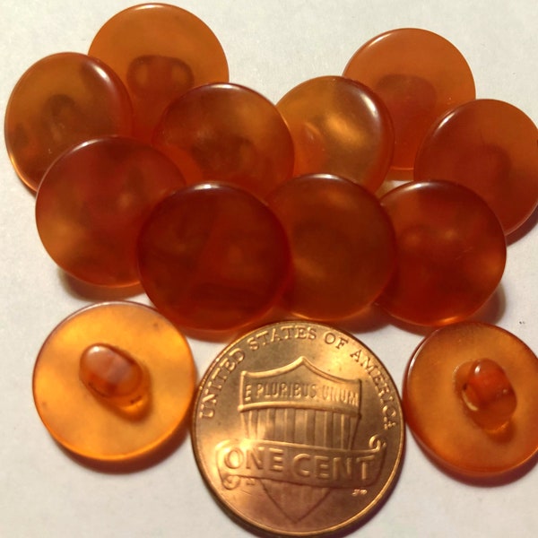 12 Pearlized Burnt Orange Plastic Shank Buttons 9/16" 14mm # 10333