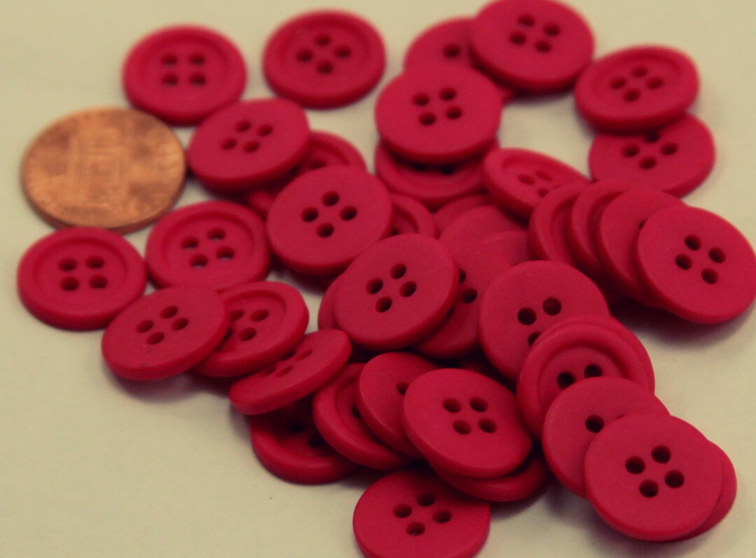 Lot of 24 Matte Raspberry Plastic Buttons 9/16