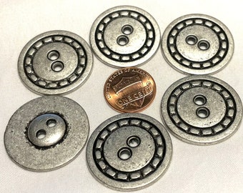 その他 handmade Lot of 6 Large Brushed Silver Tone Metal Sew-through 2-hole