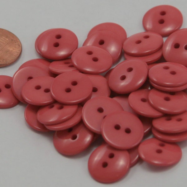 Lote de 24 botones de plástico coral oscuro apagado con parte superior abovedada brillante de 15 mm (5/8") n.° 6594