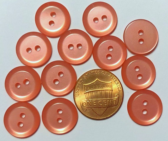 12 Pearlized Pink Beveled Edge Plastic 2-hole Sew-through Buttons Just Over  1/2 13mm 10311